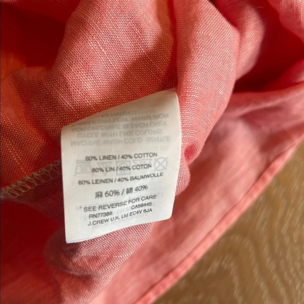 J crew linen blend Off-Shoulder dress reddish pink size small summer